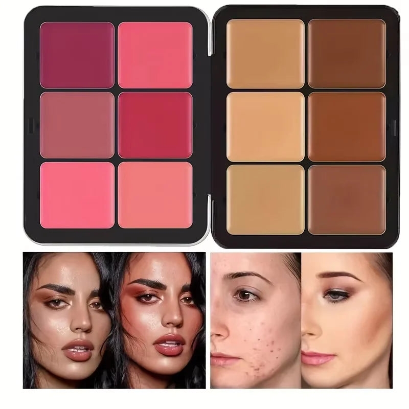 Palette Viso 12 Colori – Correzione, Blush e Contouring